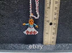Handmade Native American Beaded Necklace GIRL with DRESS