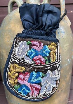 Iroquois Beaded Purse Bag with Liner and Straps 10x6 Native American Beadwork