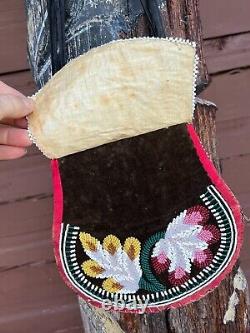 Iroquois Beaded Purse Bag with handle 7-1/2x6-1/2 Native American Beadwork