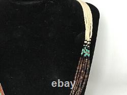 Lot# 2043. Native American 6 Strand Seed Bead, heishi 23 Necklace