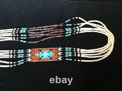 Lot# 2043. Native American 6 Strand Seed Bead, heishi 23 Necklace