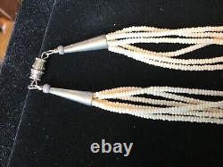 Lot# 2043. Native American 6 Strand Seed Bead, heishi 23 Necklace