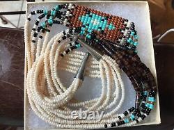 Lot# 2043. Native American 6 Strand Seed Bead, heishi 23 Necklace