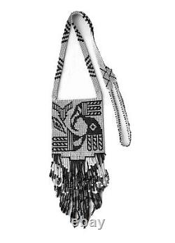 NATIVE AMERICAN BEADED 30 INCH NECKLACE WITH 3.25 INCH x 8 INCH PENDANT