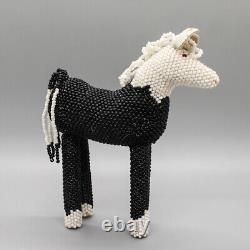 NATIVE AMERICAN BEADWORK-BLACK & WHITE HORSE by KENNY DOSEDO-ZUNI