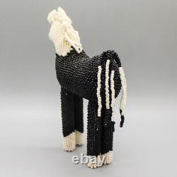 NATIVE AMERICAN BEADWORK-BLACK & WHITE HORSE by KENNY DOSEDO-ZUNI