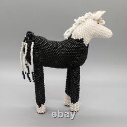 NATIVE AMERICAN BEADWORK-BLACK & WHITE HORSE by KENNY DOSEDO-ZUNI