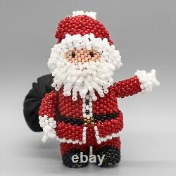 NATIVE AMERICAN BEADWORK-ZUNI BEADED SANTA WITH BAG by RONDA DOSEDO-ZUNI