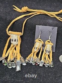 NATIVE AMERICAN INDIAN APACHE miniature basket earring and necklace set NICE