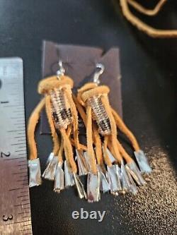 NATIVE AMERICAN INDIAN APACHE miniature basket earring and necklace set NICE