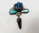 Native American Indian Sterling & 18k Labradorite & Turquoise Jolene Eustace