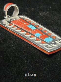 NATIVE AMERICAN NAVAJO INDIAN STERLING coral and turquoise MICHAEL PERRY