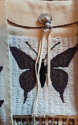 Native American Beaded Bag. Purple Butterfly. Cheyenne. Purse Crossbody. AMAZING