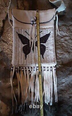 Native American Beaded Bag. Purple Butterfly. Cheyenne. Purse Crossbody. AMAZING