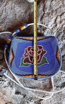 Native American Beaded Bag. Shoshone Bannock. Crossbody. Purse. GORGEOUS ROSE