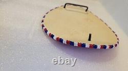 Native American Beaded Belt Buckle EAGLE round 6 Vintage
