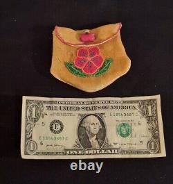 Native American Beaded Floral Bag Indian Made Pouch Purse 1920s Indian Made