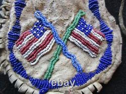 Native American Beaded Leather Bag, 2-sided Beaded Medicine Bag, Sd-082307848