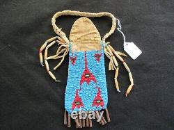 Native American Beaded Leather Medicine Bag, Beaded Tobacco Pouch Sd-022408208