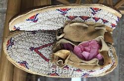 Native American Beaded Leather Moccasins late 1800's to Early 1900's