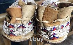 Native American Beaded Leather Moccasins late 1800's to Early 1900's