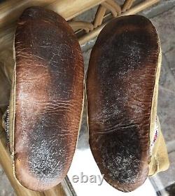 Native American Beaded Leather Moccasins late 1800's to Early 1900's