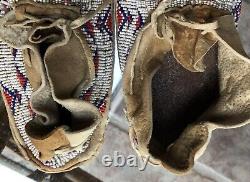 Native American Beaded Leather Moccasins late 1800's to Early 1900's