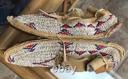 Native American Beaded Leather Moccasins late 1800's to Early 1900's