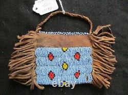 Native American Beaded Leather Tobacco Bag, Medicine Pouch, Sd-012205997