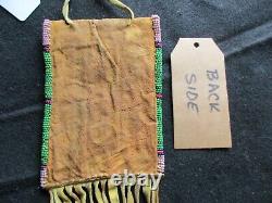 Native American Beaded Leather Tobacco Bag, Medicine Pouch, Sd-042305990