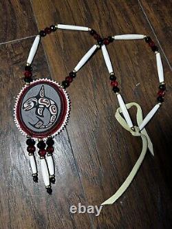 Native American Beaded Orca Native Beaded Medallion Pow Wow Regalia