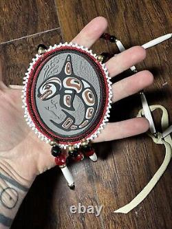 Native American Beaded Orca Native Beaded Medallion Pow Wow Regalia