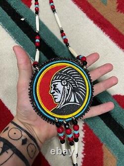 Native American Beaded warrior Native Beaded Medallion Pow Wow Regalia Patch