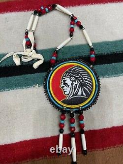 Native American Beaded warrior Native Beaded Medallion Pow Wow Regalia Patch
