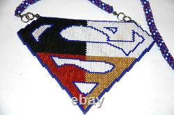 Native American Beadwork REVERABLE SUPERMAN NECKLACE See Pictures