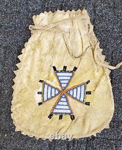 Native American Cheyenne Beaded Bag Medicine Leather Pouch hide