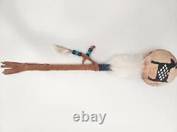 Native American Hand Rattle Leather Mink Fur Beads