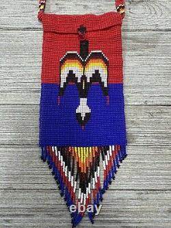 Native American Indian Beaded -Seed Bead- Medicine Bag Pouch Handmade