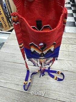 Native American Indian Beaded -Seed Bead- Medicine Bag Pouch Handmade