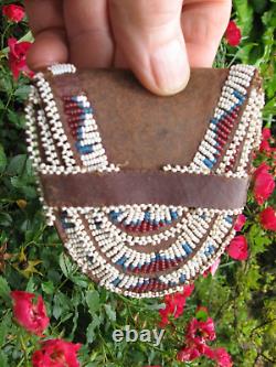 Native American Indian beaded leather belt pouch medicine bag