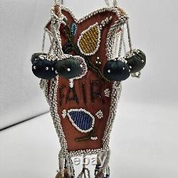 Native American Iroquois Beaded / Beadwork Hanging Basket 1926 Fair EXCELLENT