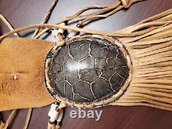 Native American Iroquois Indian Bag With Feather & Beads