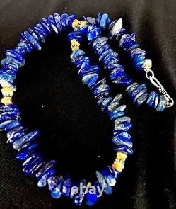 Native American Lapis Lazuli Spiny Oyster Sterling Silver Necklace Chip Bead