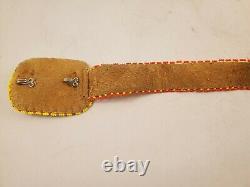 Native American Leather Beaded Belt 32