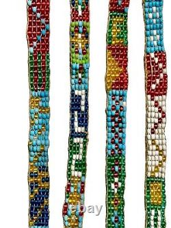 Native American Loomed Beaded Woven Sash Belt Necklace Multi Color