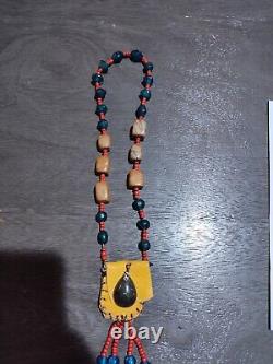 Native American Medicine Bag Necklace with Labradorite Stone