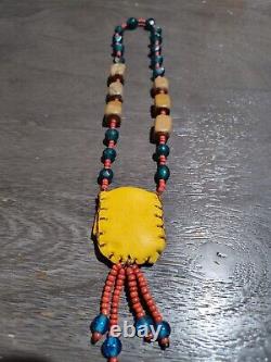 Native American Medicine Bag Necklace with Labradorite Stone