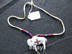 Native American Old Pawn Necklace, Beaded Buffalo Fetish, Sd-042307314