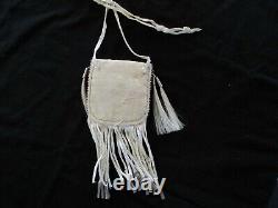 Native American Quilled Leather Medicine Bag, Beaded Tobacco Pouch Sd-062105505