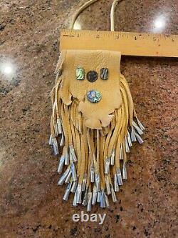 Native American Southwest Beaded Deerskin Fringed Medicine Bag, Necklace, Pouch